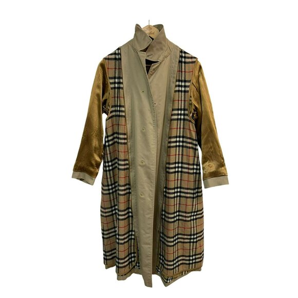 Burberrys' Vintage Prorsum Trench Coat Nova Check Wool Liner with Hood Sz 16P - Picture 5 of 16
